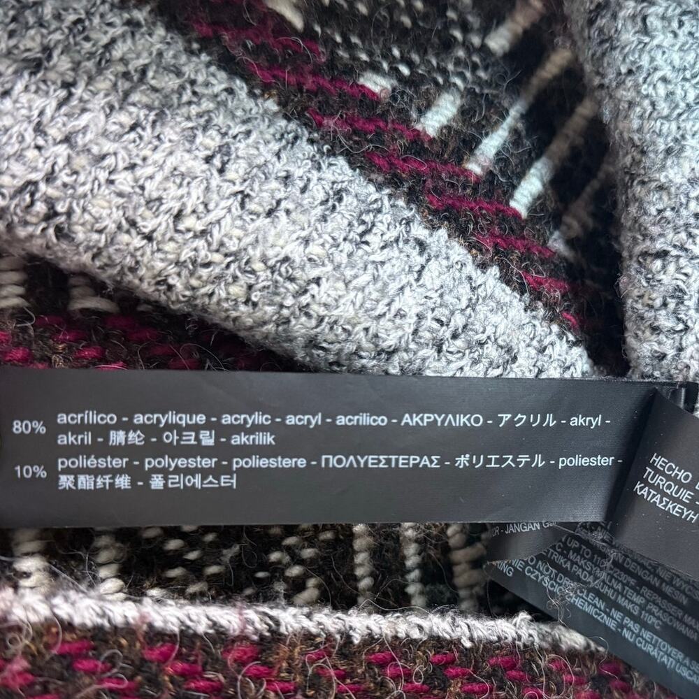Zara Knit Oversized Sweater Jacket Chunky Knit Aztec Duster Size Small Gray Red - Picture 8 of 14